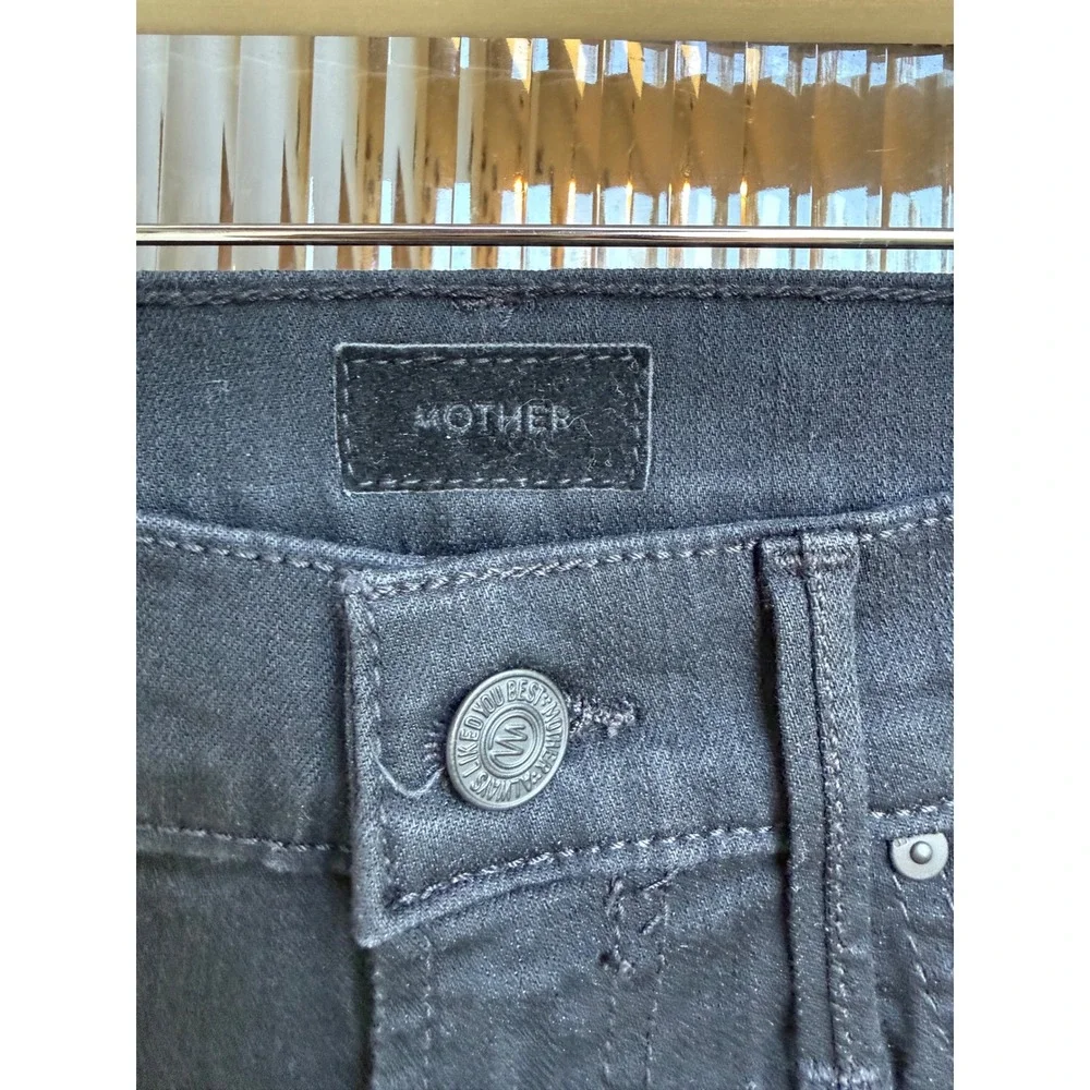 Mother The Insider Crop Step Fray Jeans Not Guilty Black High Rise Size 26